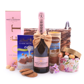 Moet and Chandon Rose Imperial Champagne and Sweet Treats Basket