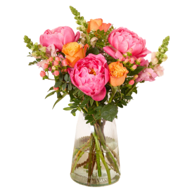 Coral Sunset Peony Bouquet