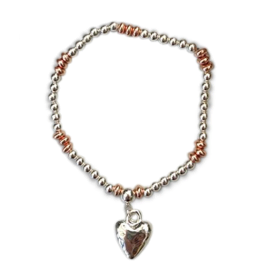 Rose Gold and Silver Heart Bracelet