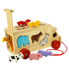 Wooden Wagon and Animal Shapes Fun Set