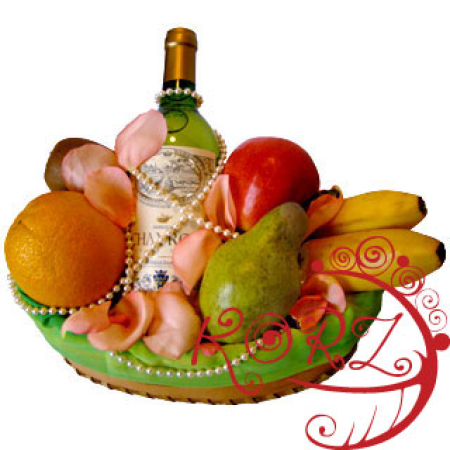 Frutas e presente Wine Basket