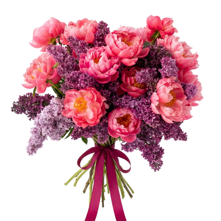 Coral Lilac Bloom Bouquet