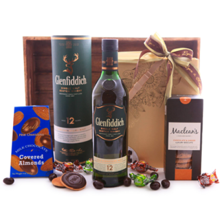 Uísque de Glenfiddich e Cesta de Chocolate