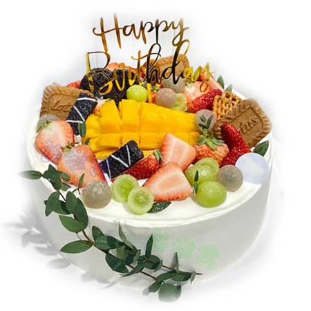 Frutas frescas e bolo gourmet delicioso