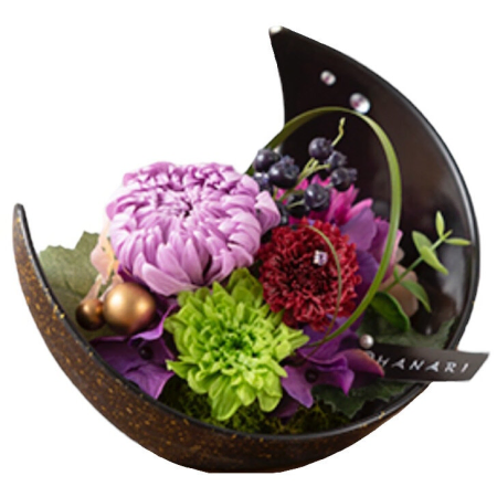 Flores preservadas em lua crescente