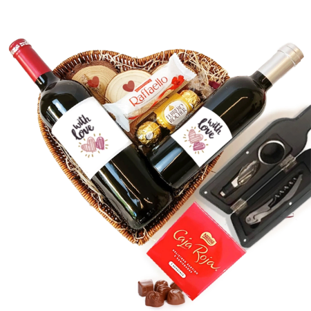 Cesta de Presentes Vinho e Romance