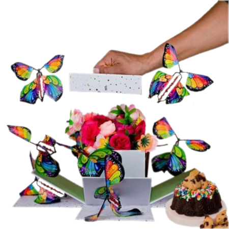 Flores e borboletas de aniversário