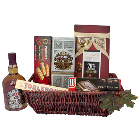 Chocolate e Chivas Regal cesta