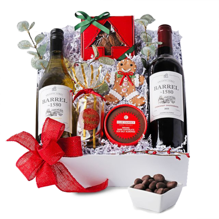 Vinho e guloseimas para alegria de fim de ano